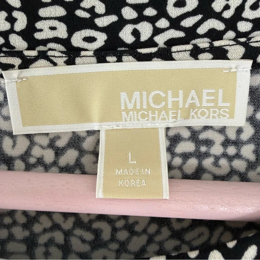 Michael Kors Cheetah Print Long Sleeve Jersey Knit Tee Large